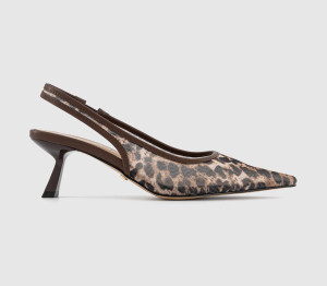 OFFICE Womens Million Slingback Court Kitten Heels Leopard Mesh Multi, 4