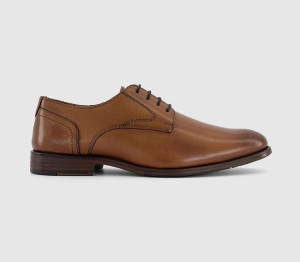 OFFICE Mens Marty Plain Toe Derby Shoes Tan Leather, 7