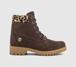 Timberland Womens Lyonsdale Boots Dark Brown Suede Animal, 7