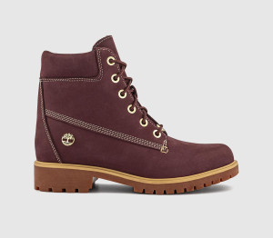 Timberland Womens Lyonsdale Boots Burgundy Nubuck Red, 8