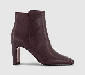 OFFICE Womens Aimee Slim Heel Ankle Boots Burgundy Leather Red, 7