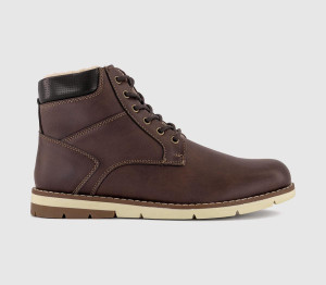 OFFICE Mens Brown PU Buster Borg Lined Hybrid Boots, Size: 7