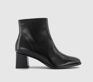 OFFICE Womens Annie Smart Block Heel Boots Black Leather, 4