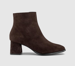 OFFICE Womens Annie Smart Block Heel Boots Brown Suede, 6