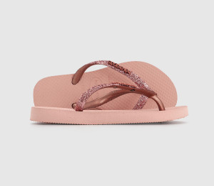 Havaianas Kids Slim Glitter II Flip Flops Pink, 10/11 Yout