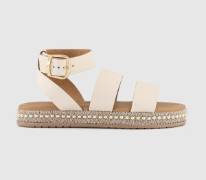 OFFICE Womens Sierra Beaded Multi Strap Sandals Cream Leather White, 8