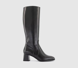 OFFICE Womens Kleo Women's Black Leather Block Heel Knee High Boots, Size: 9