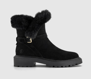 Earthaddict Womens Earth Addict: Akka Fur Cuff Ankle Boots Black, 4