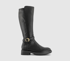 OFFICE Womens Kai Buckle Detail Knee High Rider Boots Black, 4