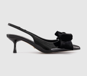 OFFICE Womens Marilyn Velvet Bow Slingback Court Heels Black, 4