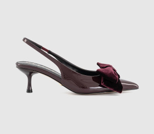 OFFICE Womens Marilyn Velvet Bow Slingback Court Heels Burgundy Red, 4