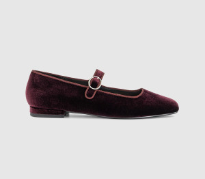 OFFICE Womens Fanfare Single Strap Mary Jane Ballet Flats Burgundy Velvet Red, 3