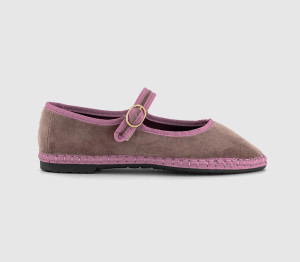 Flabelus Womens Mary Jane Shoes Grey And Pink Velvet, 8