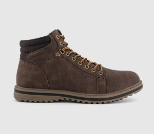 OFFICE Mens Barbican Wedge Hiker Boots Dark Brown, 7