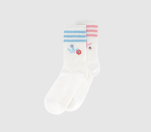 Adidas x Liberty London Crew Socks 2pk Off White Pink Blue Floral, S