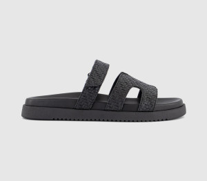 Steve Madden Womens Missile Sandals Black Woven, 4