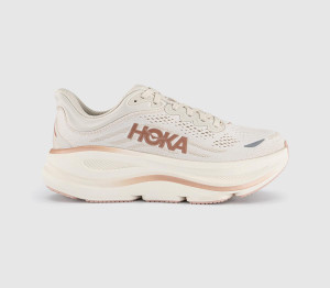 HOKA Womens Bondi 9 Trainers Oat Milk Rose Gold F In Pink, 4.5