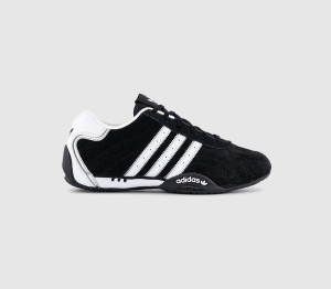 adidas Girls Adiracer Lo Trainers Core Black White Silver Metallic, 3.5
