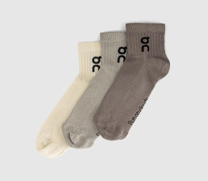 On Logo Socks Mid 3 Pack Hare Brume Brown, L
