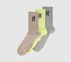 ON Logo Socks High 3 Pack Lemonade Tin In Natural, XS