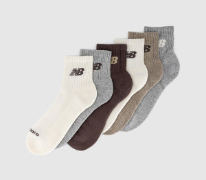 New Balance Socks Nb Everyday Ankle 6 Pack Sea Salt Stone Grey Chocolate Natural, S