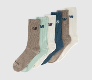 New Balance Socks NB Everyday Crew 6 Pack Teal Stoneware Sea Salt Jade Green, S