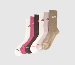 New Balance Socks Socks NB Everyday Crew 6 Pack Socks Pink Satin Stone Chocolate, M