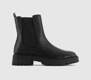 OFFICE Womens Agile Chunky Chelsea Boots Black PU, 4