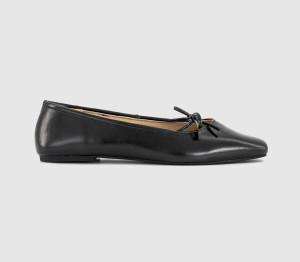 OFFICE Womens Florence Bow Ballerina Pumps Black PU, 9