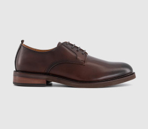 OFFICE Mens Murray Plain Toe Stitch Detail Derby Shoes Brown, 6