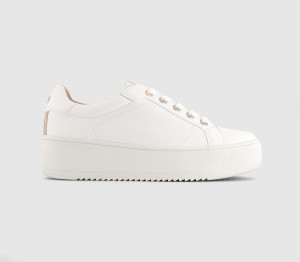 OFFICE Womens Tilly Platform Lace Up Trainers White, 7