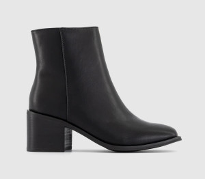 OFFICE Womens Abi Mid Heel Square Toe Block Ankle Boots Black, 8