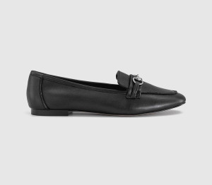 OFFICE Womens Felix Trim Loafers Shiny Black Leather, 9