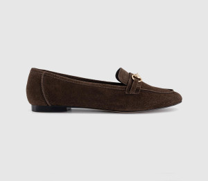 OFFICE Womens Felix Trim Loaferd Brown Suede, 7