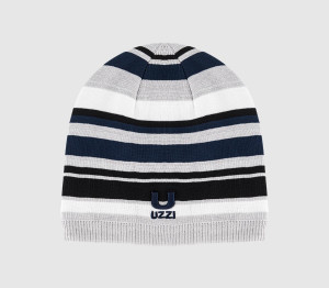OFFICE Navy & Grey Striped Skull Lined Beanie Hats