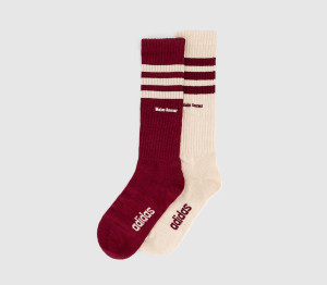 adidas Consortium White & Burgundy Wales Bonner 3-Stripe Socks, Size: XS