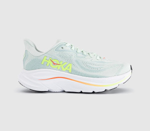 Hoka Mens Clifton 10 Trainers Sea Glass Neon Flame F Multi, 6.5