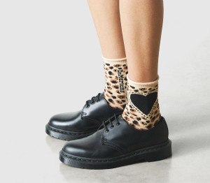 Dr. Martens Leopard Heart Socks Light Tan Tan/Black, S/M