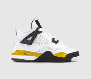 Jordan Kids Air 4 Retro OG Toddlers White Black Yellow, 5.5 infant