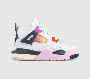 Jordan Kids Air 4 Retro OG Toddler Trainers Comic Multi Color In White, 4.5 infant