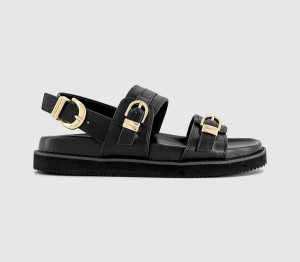 OFFICE Womens Samira Chunky Slingback Hardware Sandals Black, 5