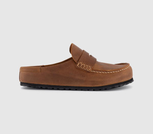 Birkenstock Mens Naples Wrapped Loafers Cognac Natural, 7.5