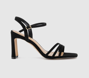 OFFICE Womens Honey Strappy Heeled Sandals Black Faux Suede, 6