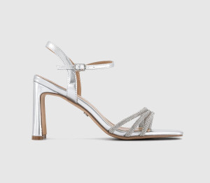 OFFICE Womens Honey Strappy Heeled Sandals Silver Embellished Multi, 6