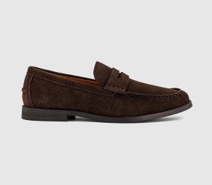 OFFICE Mens Marcel Round Toe Penny Loafers Brown Suede, 7