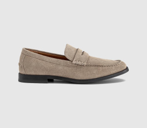 OFFICE Mens Marcel Round Toe Penny Loafers Beige Suede Natural, 11