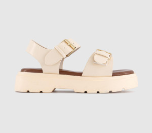OFFICE Kids Gemma Double Buckle Chunky Sandals Off White, Junior11