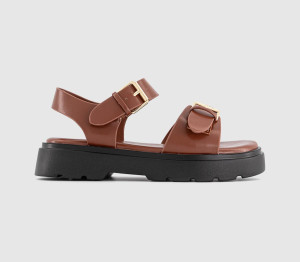 OFFICE Kids Gemma Double Buckle Chunky Sandals Tan Brown, Junior11