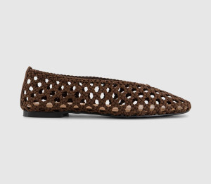 OFFICE Womens Flawless Woven Ballerina Flats Brown Canvas, 7