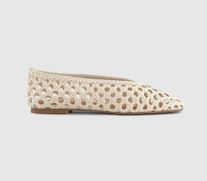 OFFICE Womens Flawless Woven Ballerina Flats Cream Canvas Natural, 5